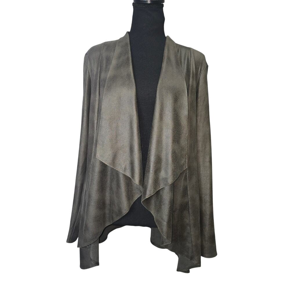 ⭐️Joesph Ribkoff Dark Olive Green Faux Suede Open Front Jacket Sz 10